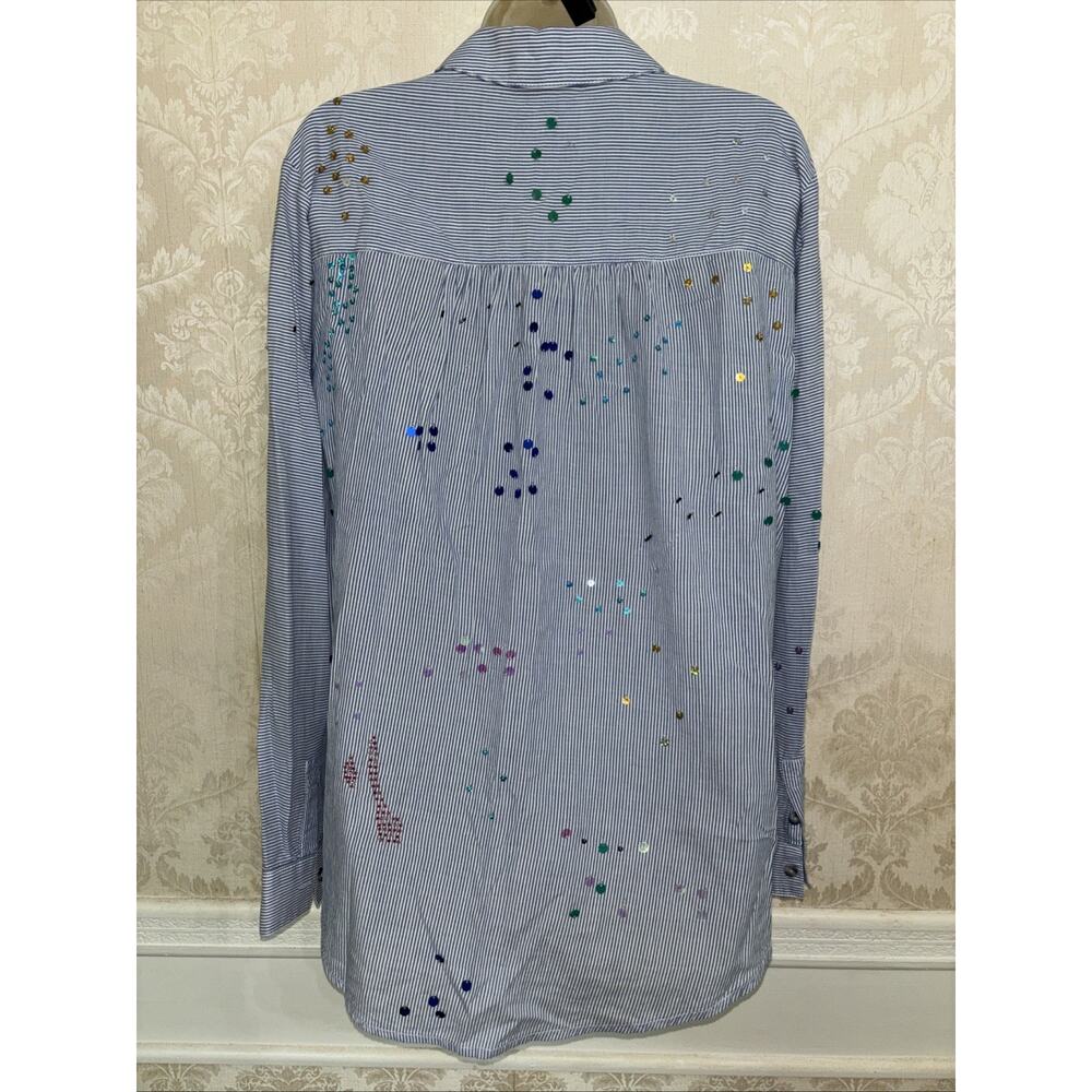 Anthropologie Pilcro And The Letterpress Sequined Long Sleeve Button Up Size L - Picture 6 of 7
